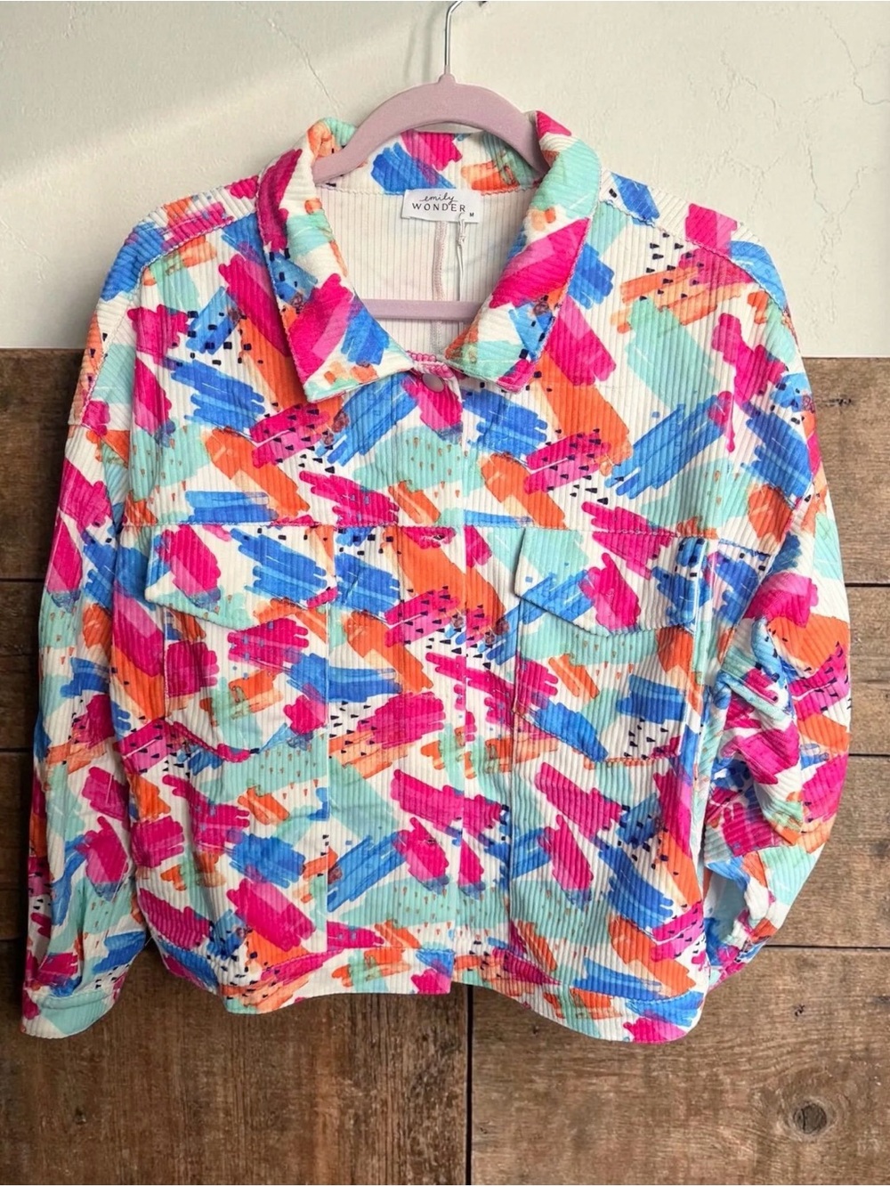 Emily Wonder Colorblock Corduroy Jacket in Multi-Color